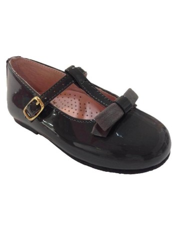 Zapato Mercedes, Charol Piel Gris