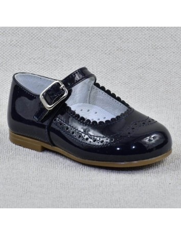 Guxs Zapato Merceditas Niña Piel Charol Marino