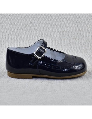 Guxs Zapato Merceditas Niña Piel Charol Marino 2