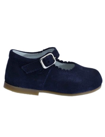 Guxs Zapato Merceditas Niña Piel Serraje Marino 2