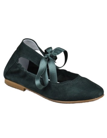 Guxs Zapato Salón Verde Botella Pulsera Piel Ante