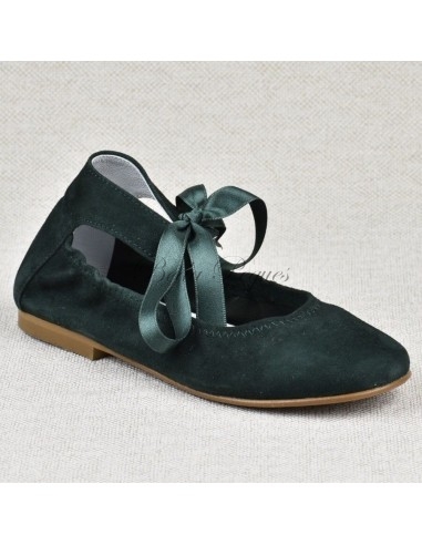 Guxs Zapato Salón Verde Botella Pulsera Piel Ante
