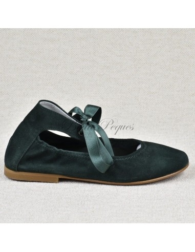 Guxs Zapato Salón Verde Botella Pulsera Piel Ante
