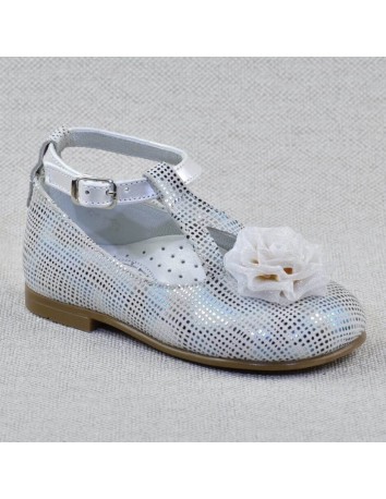 Guxs Merceditas Pulsera Piel Blanco/Plateado
