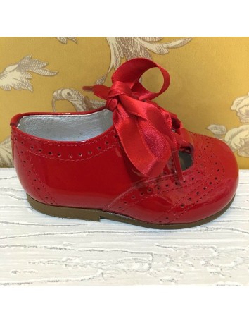 Guxs Zapato Inglés, Piel Charol Rojo