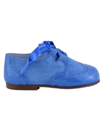Guxs Zapato Inglés charol combinado con ante Azul Azafata 2