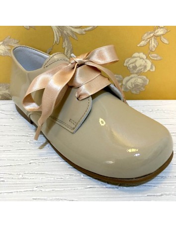 Guxs Zapato Blucher Niño Piel Charol Camel 2