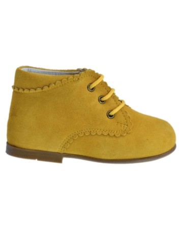 Guxs Botita Cordones Piel Ante Mostaza 2