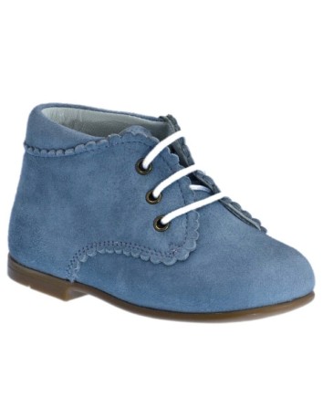 Guxs Botita Cordones Piel Ante Azul Jeans