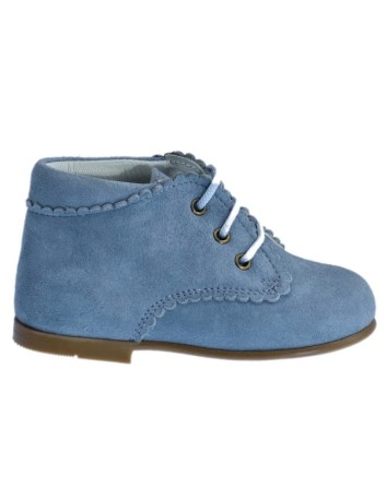 Guxs Botita Cordones Piel Ante Azul Jeans 2