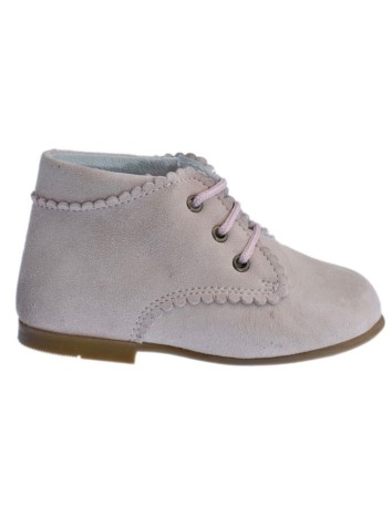 Guxs Botita Cordones Piel Ante Rosa 2