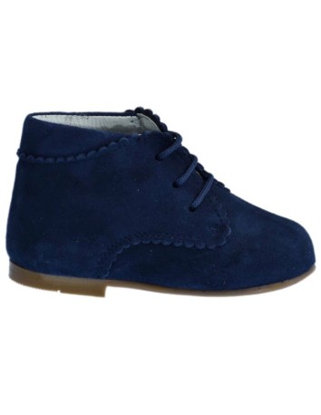 Guxs Botita Cordones Piel Ante Azul Marino 2