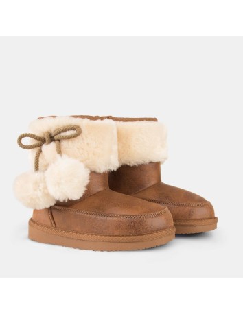 Bota Australiana de Niña Pompones Cuero