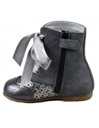 Guxs  Bota Pascuala Niña Piel Charol Gris y...