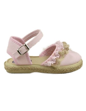 Lona Esparto Rosa Combinada Encaje piso en Yute 2