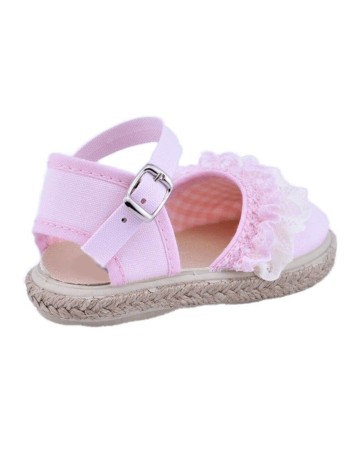 Lona Esparto Rosa Combinada Encaje piso en Yute 2