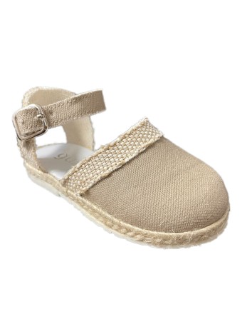 Guxs Esparteña Hebilla Taupe y Lino