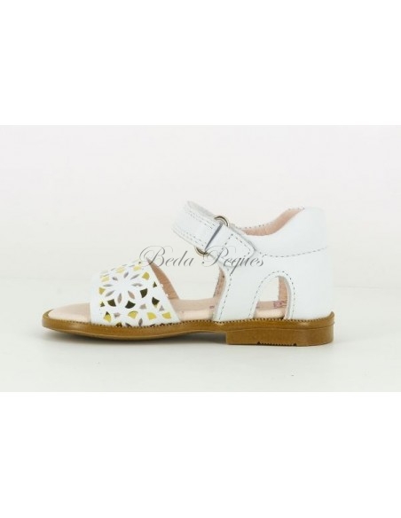 Pablosky Sandalia Niña Piel Blanco ajustables