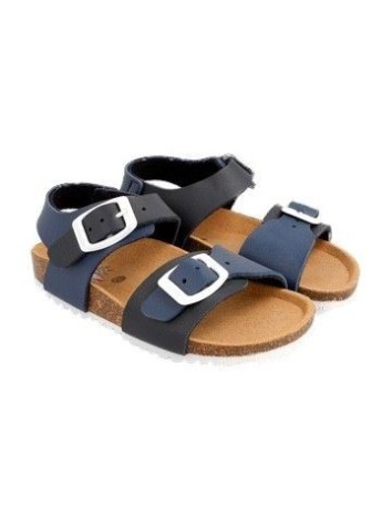 Sandalia Bio de Garvalín en piel azul marino bicolor