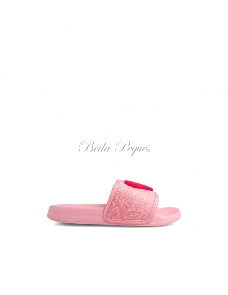 Sandalia Playa de Agatha Ruiz de la Prada en color rosa y detalle corazón