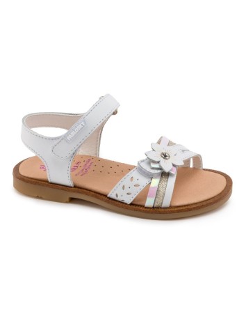 Pablosky Sandalia Niña Piel Blanco Flor