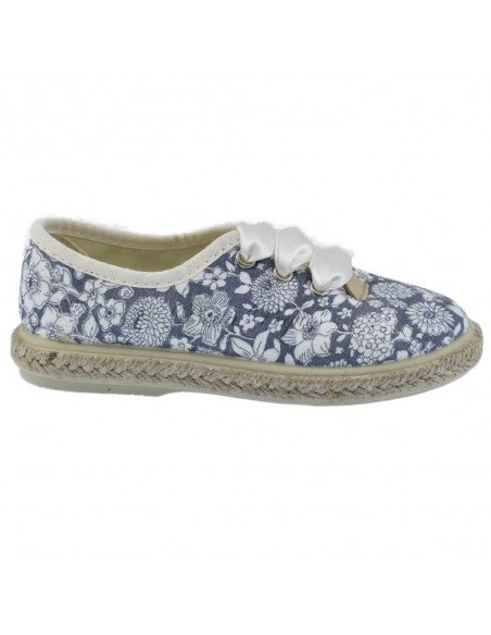 Zapato de lona esparto floral jeans combinada piso en Yute