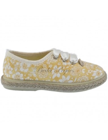 Zapato de lona estampado floral yema combinada...