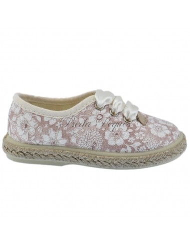 Zapato de lona floral rosa palo combinada con...