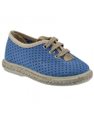 Zapato casual en piel herraje azul jeans y piso...