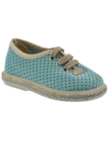 Zapato casual en piel herraje color aguamarina y piso de...
