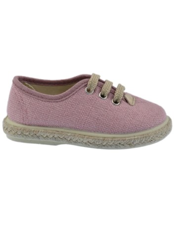 Zapato casual en tejido lino color rosa palo y piso de yute 2