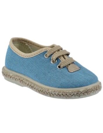 Zapato casual en tejido lino color azul jeans y piso de yute