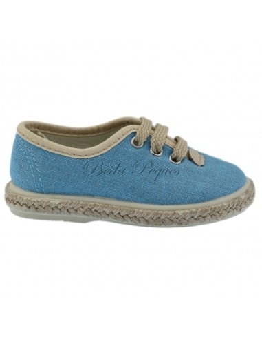 Zapato casual en tejido lino color azul jeans y...
