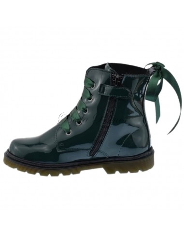 Bota Militar piel Charol Verde Botella con...