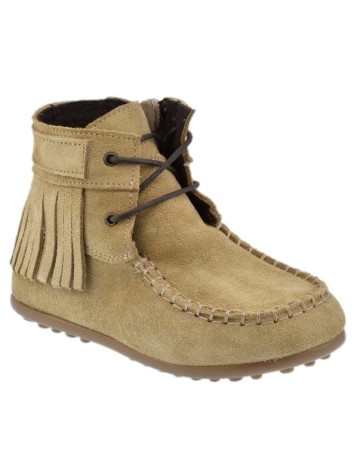 Guxs Botin Mohicana en piel serraje con flecos color arena 2