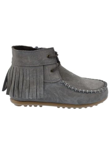 Guxs Botin Mohicana en piel serraje con flecos color gris...