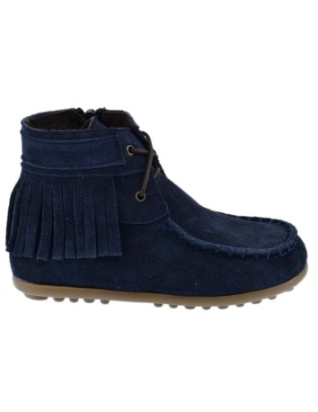 Guxs Botin Mohicana en piel serraje con flecos color azul...