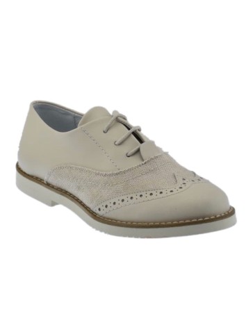 Guxs Blucher Piel y Lino Marfil