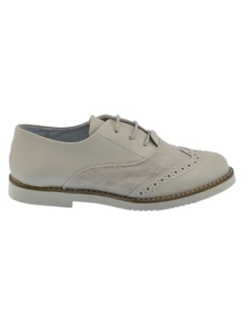 Guxs Blucher Piel y Lino Marfil 2
