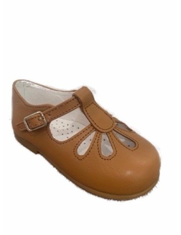 Guxs  Merceditas Piel Cuero/Camel con Hebilla