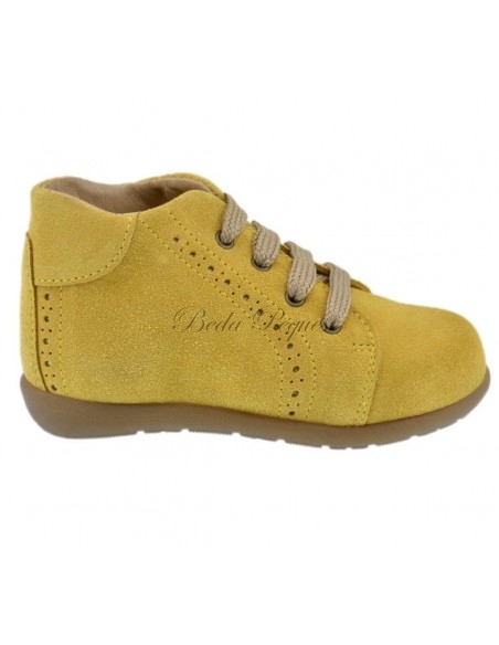 Guxs Botita Serraje Mostaza Cordones