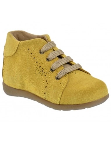 Guxs Botita Serraje Mostaza Cordones