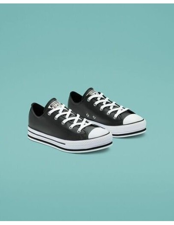 Converse Deportiva Chuck Taylor piel negra plataforma