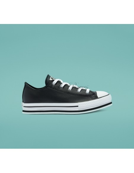 Converse Deportiva Chuck Taylor piel negra plataforma