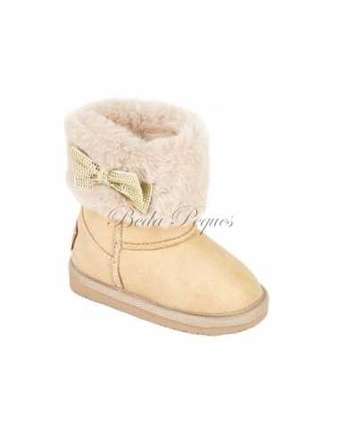 Bota Australiana de niña metalizada beige con...