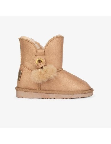 Bota Australiana de Niña Pompones Cuero