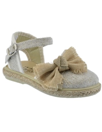 Zapato de tejido tipo lino ceremonia combinada con lazo...