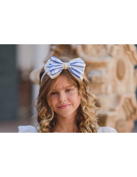 Zoé Kiss Tocado Diadema Colección rayas azul y amarillo