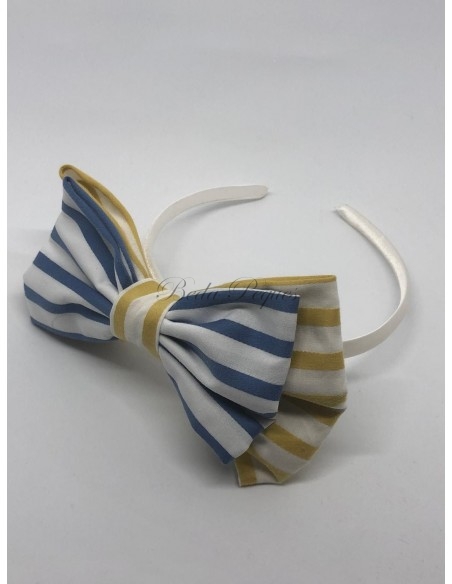 Zoé Kiss Tocado Diadema Colección rayas azul y amarillo