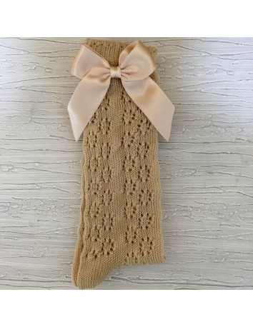 Calcetín Calceta Hilo Lazo Beige